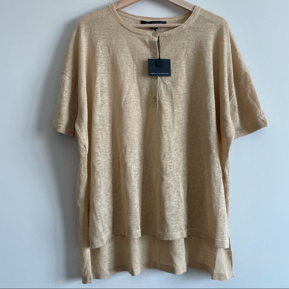 Skull Cashmere Linen Penenlope Henley Top